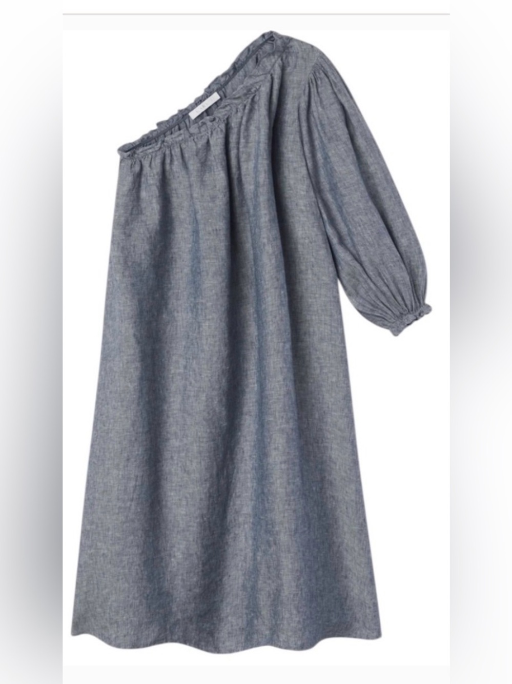 LAKE One-Shoulder Chambray Dress in Blue - Size M